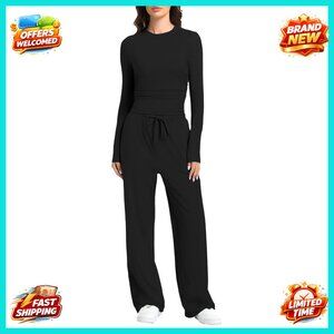 Long Sleeve Wide Leg Tracksuit Set Women's Loungewear Activewear
